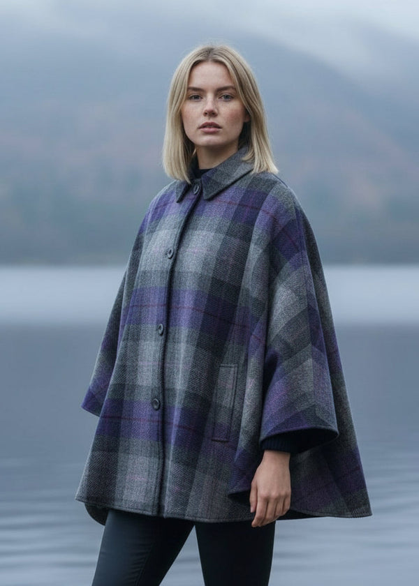 Mucros Country Cape | Lavender Check