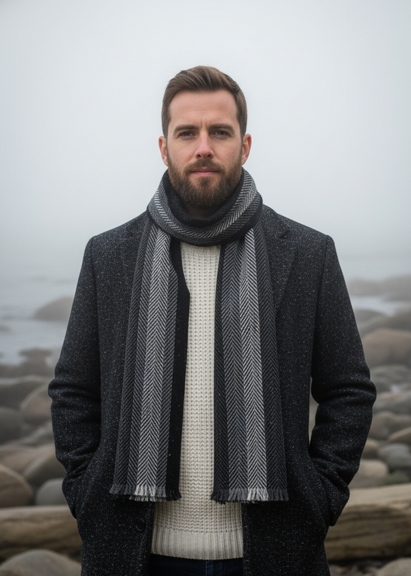 Mucros Donegal Scarf | Black Charcoal