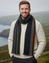 Mucros Donegal Wool Scarf - Premium Irish Made Scarf with Orange Stripe