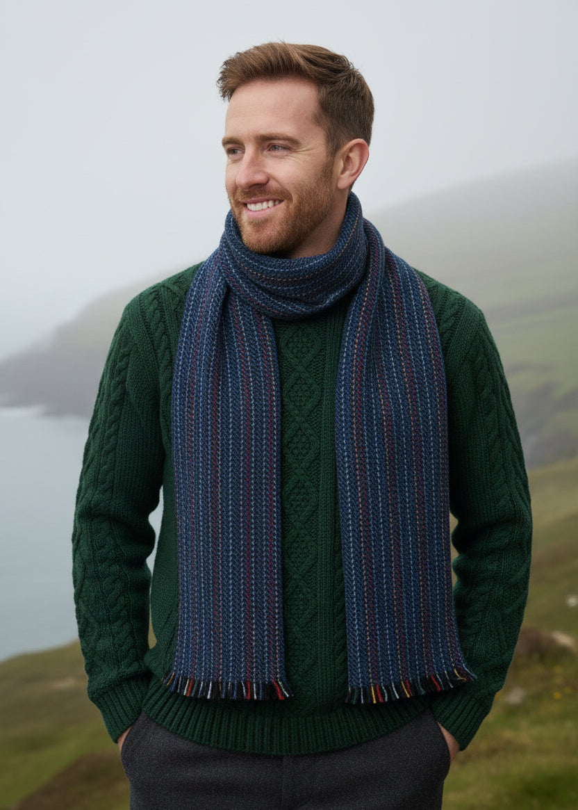 Mucros Donegal Wool Scarf | Blue