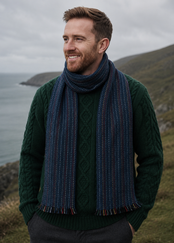 Mucros Donegal Wool Scarf | Blue