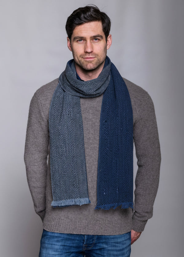 Mucros Donegal Wool Scarf Denim | Made in Ireland