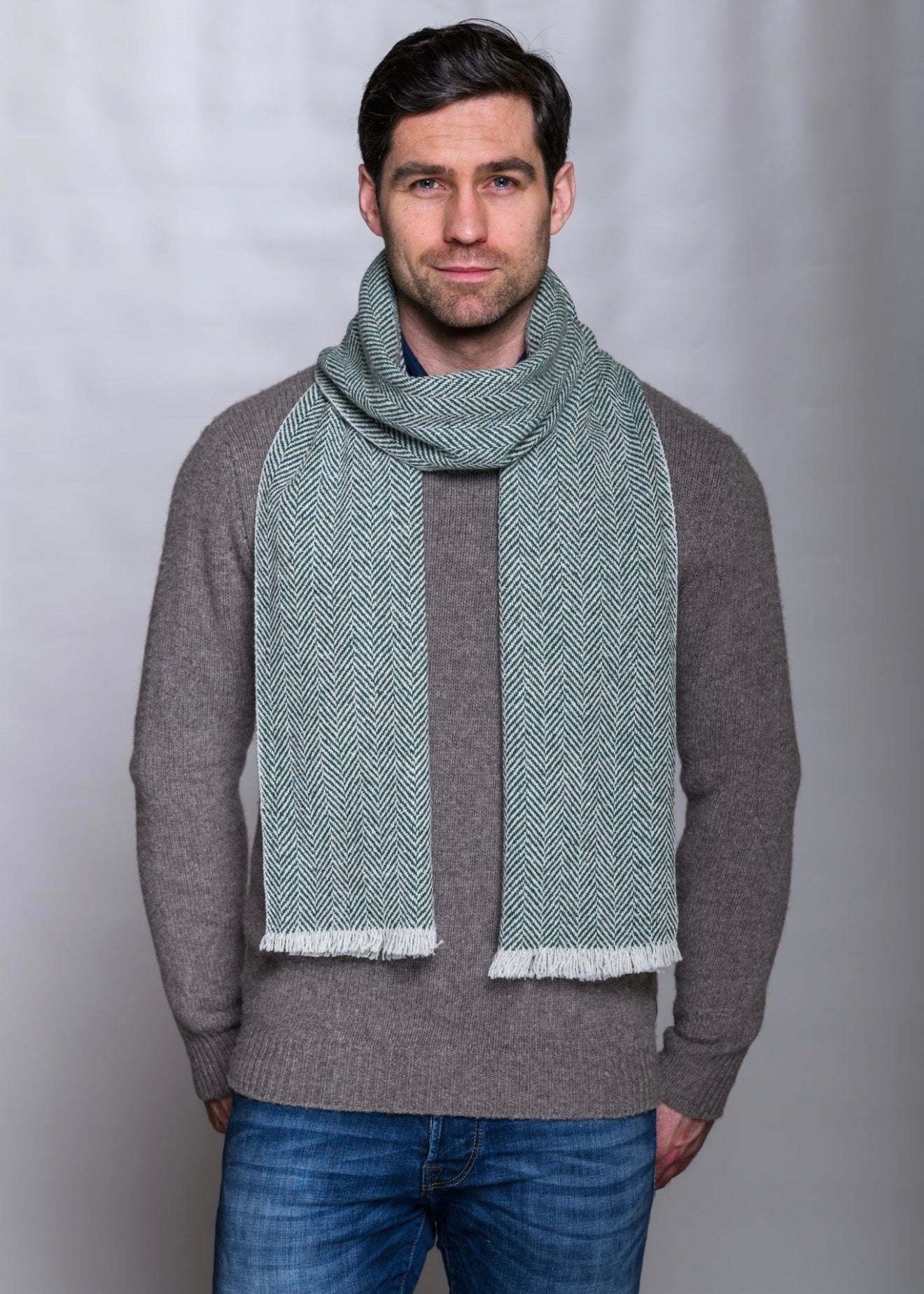 Mucros Donegal Wool Scarf Green | Made in Ireland | Traditional Irish Knitwear
