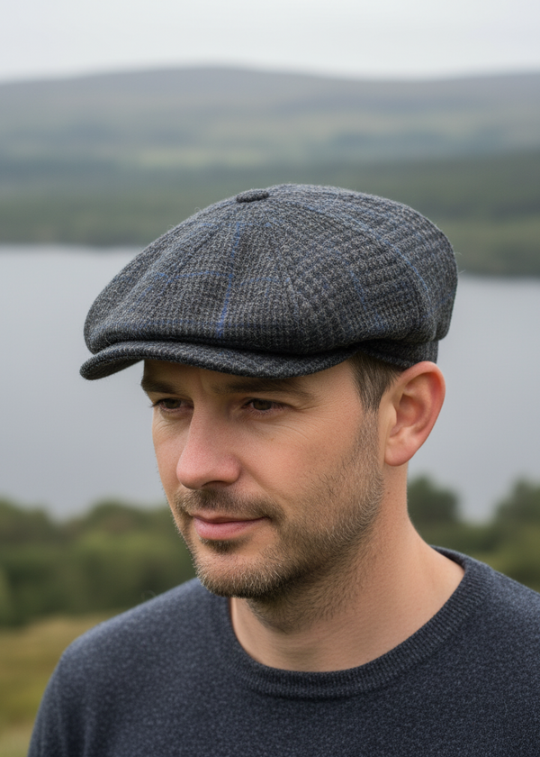 Mucros Driving Cap | Charcoal Blue