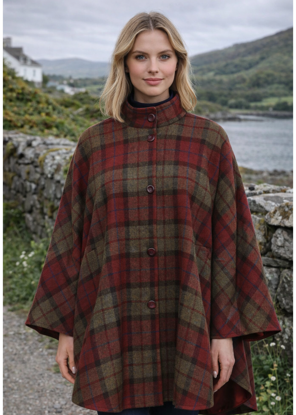 Mucros Dunloe Cape | Red Check