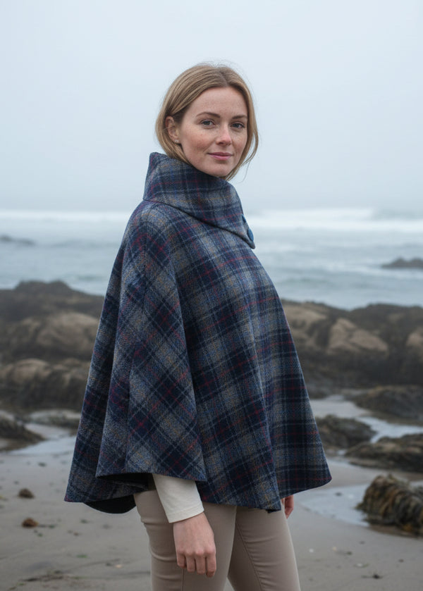 Mucros Poncho Charcoal Check