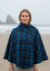 Mucros Poncho | Navy Blue Check