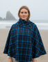 Mucros Poncho | Navy Blue Check