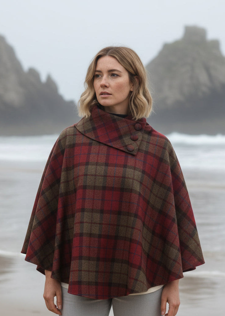 Mucros Poncho | Red Check