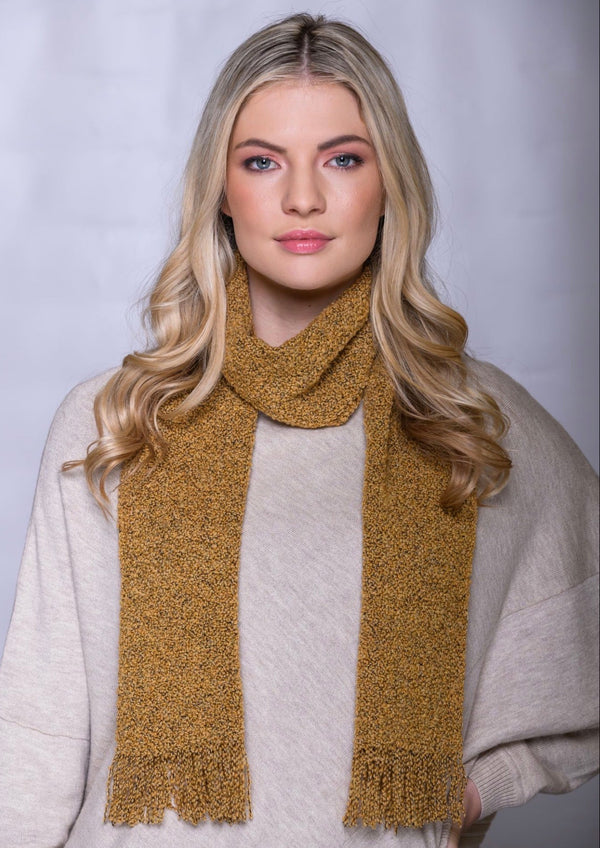 Mucros Skellig Scarf | Mustard Yellow Merino Wool & Cashmere Blend