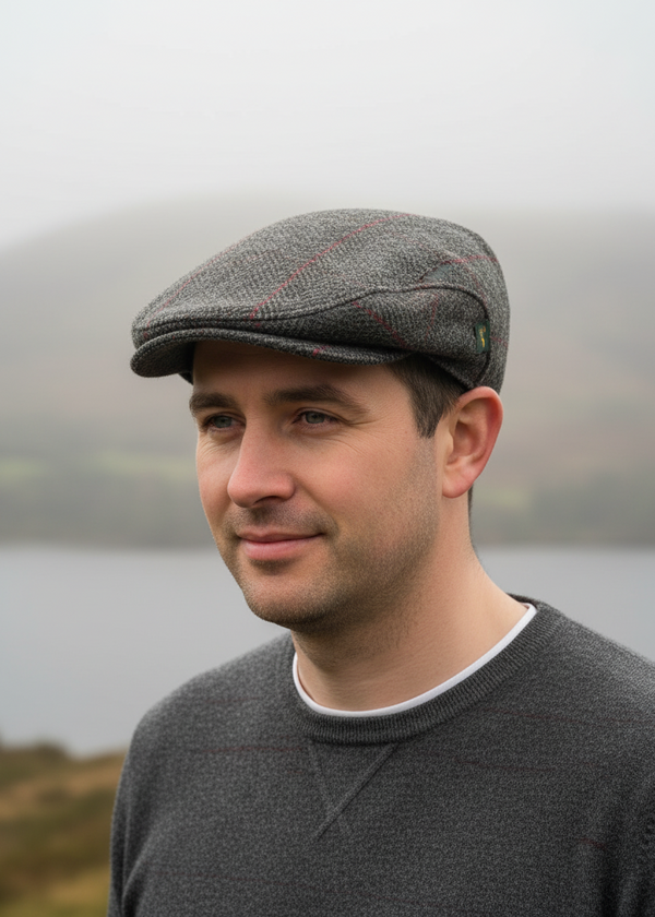 charcoal red line trinity cap