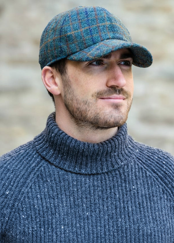 Mucros Tweed Baseball Cap | Premium Wool Green Plaid