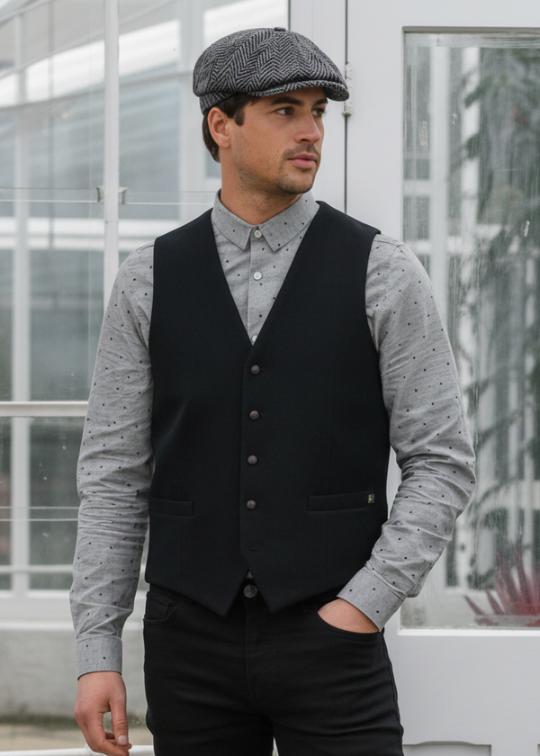 Mucros Tweed Black Waistcoat – Handcrafted in Ireland