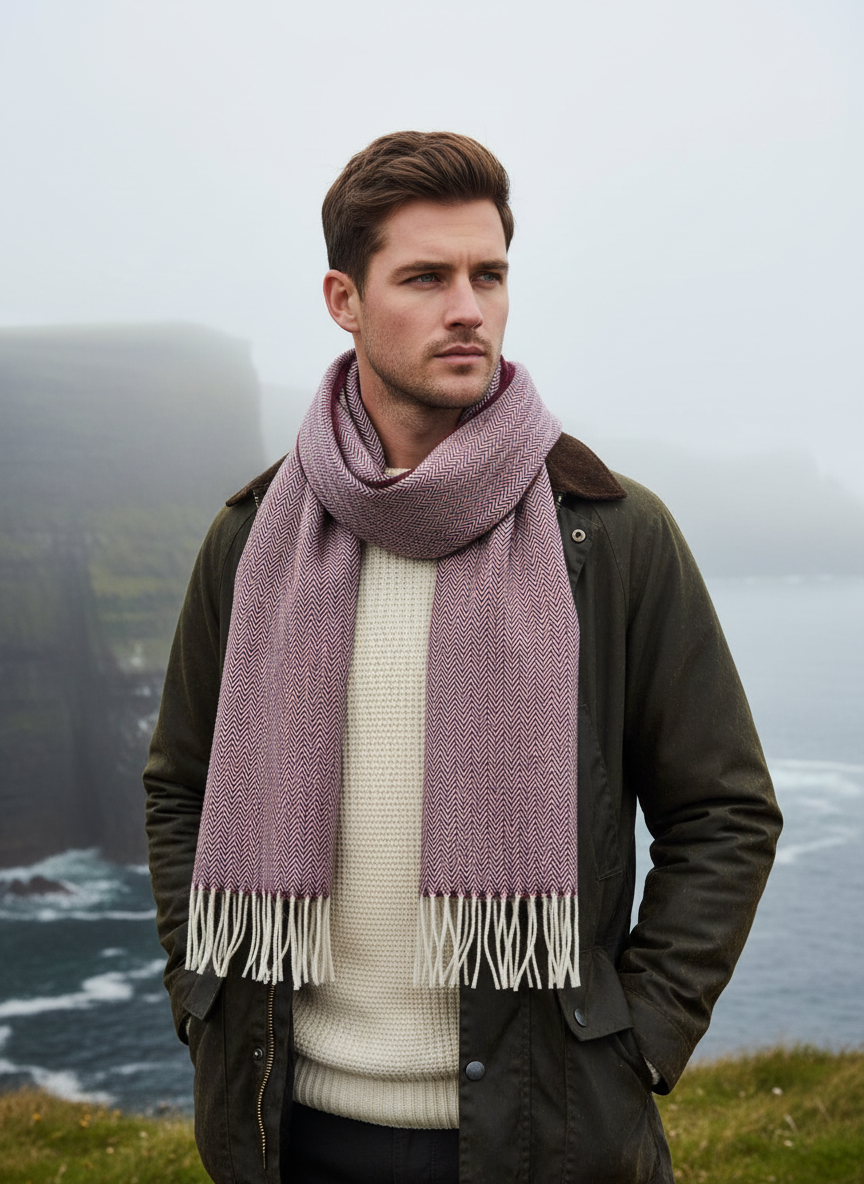 McNutt Lambswool Scarf | Mulberry Herringbone