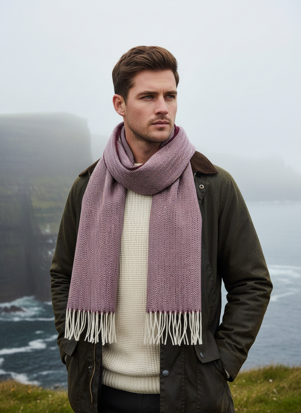 McNutt Lambswool Scarf | Mulberry Herringbone