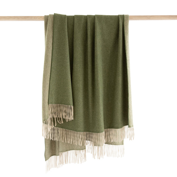 John Hanly Wool Angora Throw Green Beige