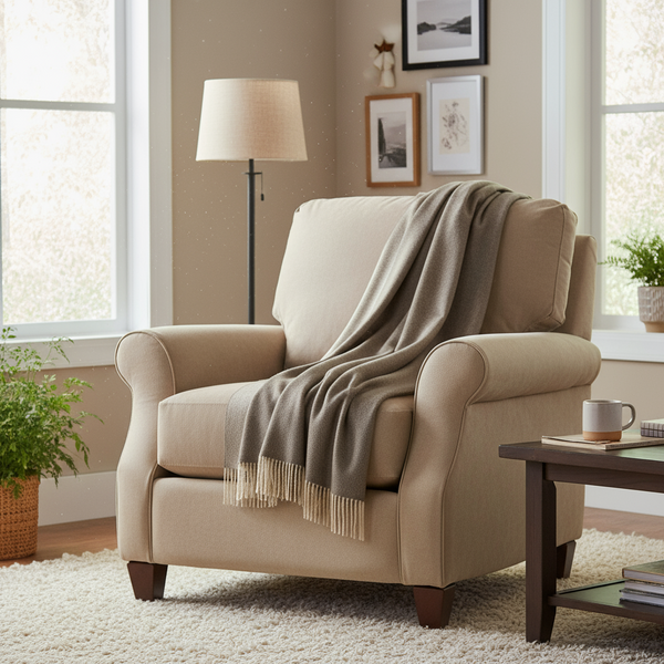 John Hanly Wool Angora Throw | Brown Beige