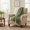 John Hanly Wool Angora Throw Green Beige