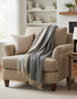 John Hanly Wool Angora Throw | Grey Beige