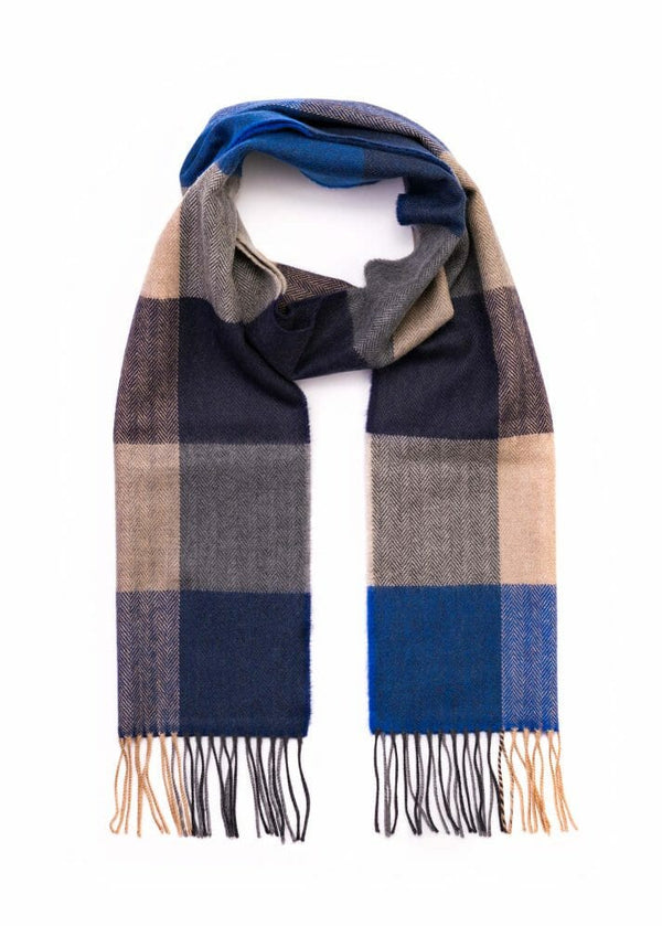 John Hanly Merino Scarf | Blue Navy Sand