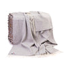 Merino Wool Cashmere Throw Pale Grey & Cream Herringbone