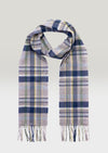 John Hanly Merino Scarf Grey Blue Check