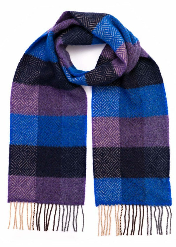 Cashmere Merino Scarf | Purple Blue Block