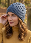 Aran Merino Wool Hat - Denim Marl