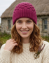 Bonnet en laine mérinos Aran - Framboise chinée