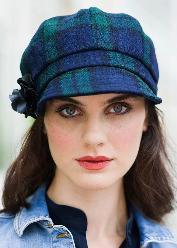 Mucros Newsboy Cap | Navy Green Mix Tweed