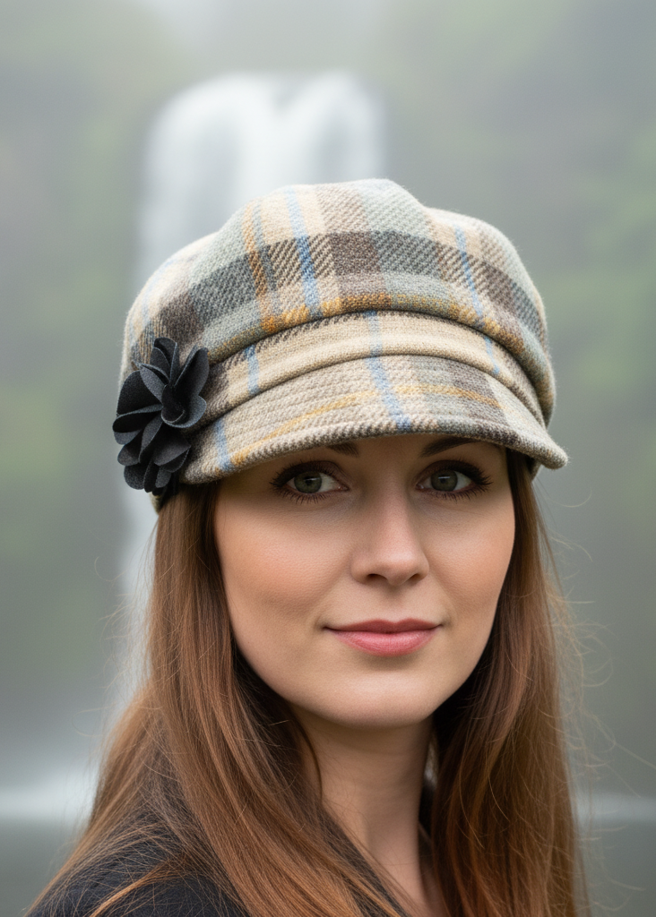 Ladies Mucros Newsboy | Mustard Stripe