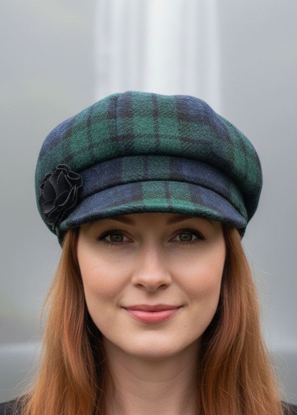 Mucros Newsboy Cap | Navy Green Mix