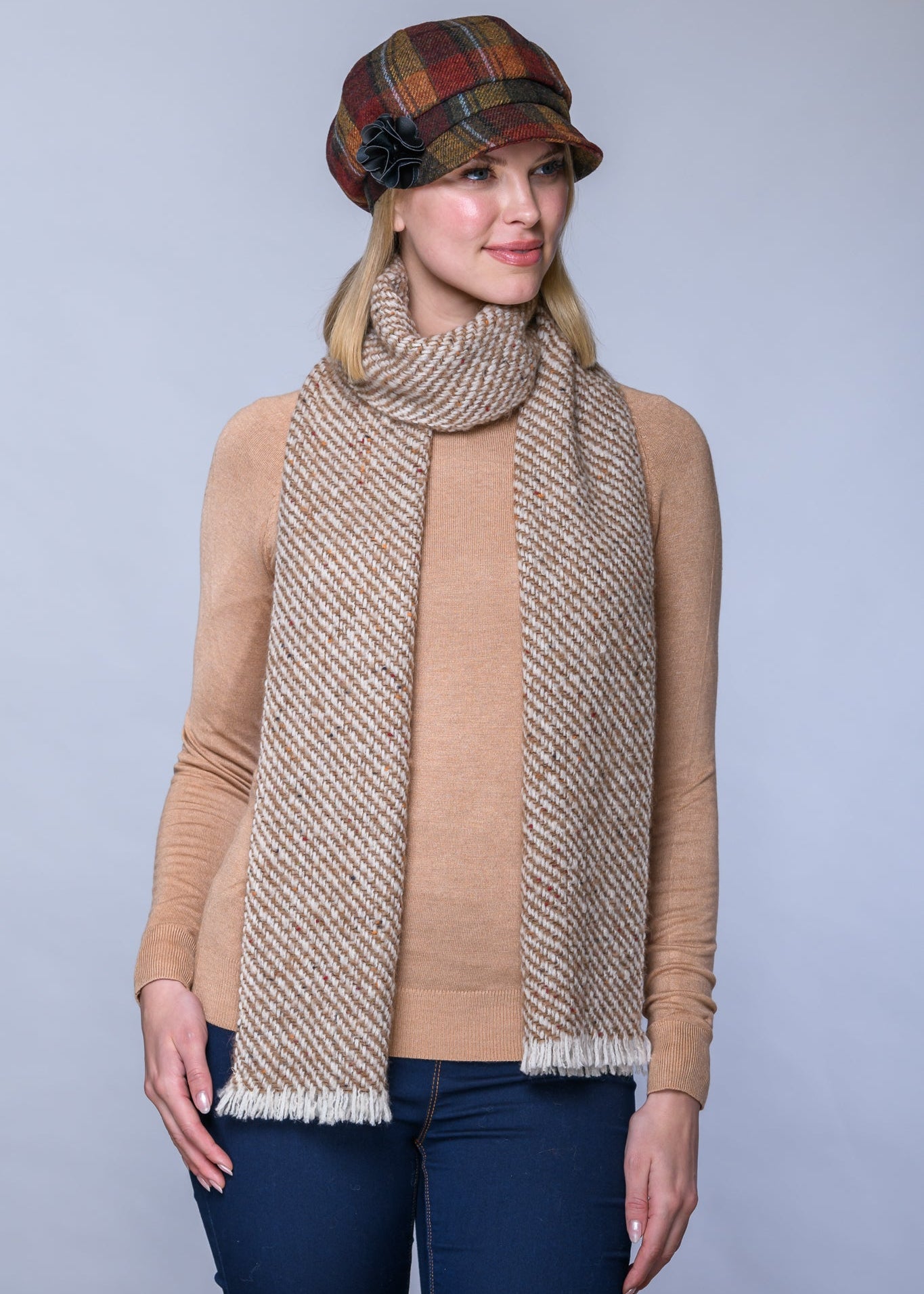 Mucros Aran Scarf | Merino Wool Alpaca Scarf | Oatmeal Mix