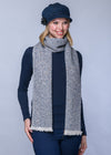 Mucros Aran Scarf | Merino Wool Alpaca Scarf | Denim Mix