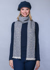 Mucros Aran Scarf | Merino Wool Alpaca Scarf | Denim Mix