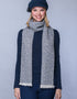 Mucros Aran Scarf | Merino Wool Alpaca Scarf | Denim Mix