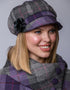Ladies Mucros Newsboy Cap | Premium Tweed Purple Check