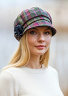 Mucros Newsboy Cap | Olive Pink Check
