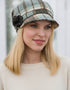 Mucros Weavers Ladies Newsboy Cap | Beige Sage Check | Irish Tweed