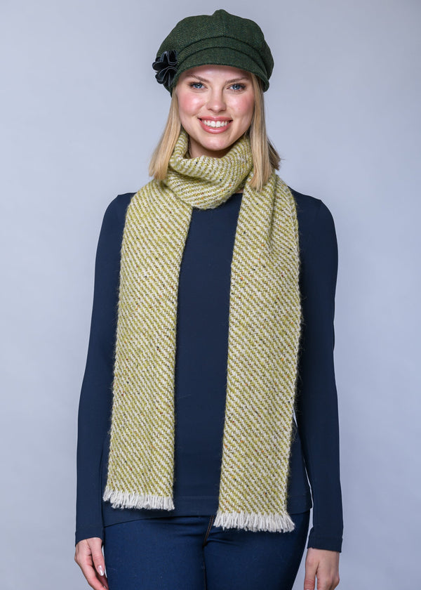 Mucros Aran Scarf | Merino Wool Alpaca Scarf | Lime Mix
