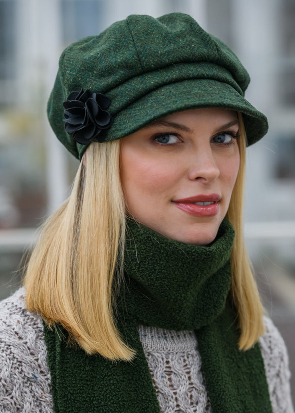 Ladies Mucros Newsboy Cap | Premium Tweed | Green
