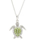 Green Turtle Necklace Encrusted with White Swarovski® Crystal