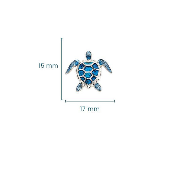 Stud Turtle Earrings With Blue Swarovski® Crystals