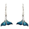 Sterling Silver Blue Enamel Whale Tail Earrings