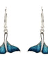 Sterling Silver Blue Enamel Whale Tail Earrings