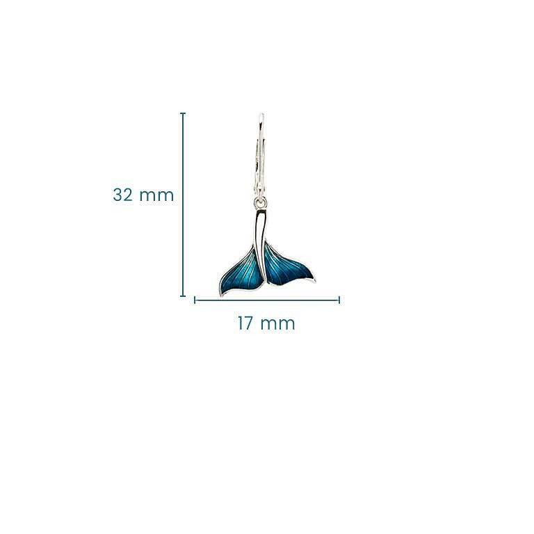 Sterling Silver Blue Enamel Whale Tail Earrings