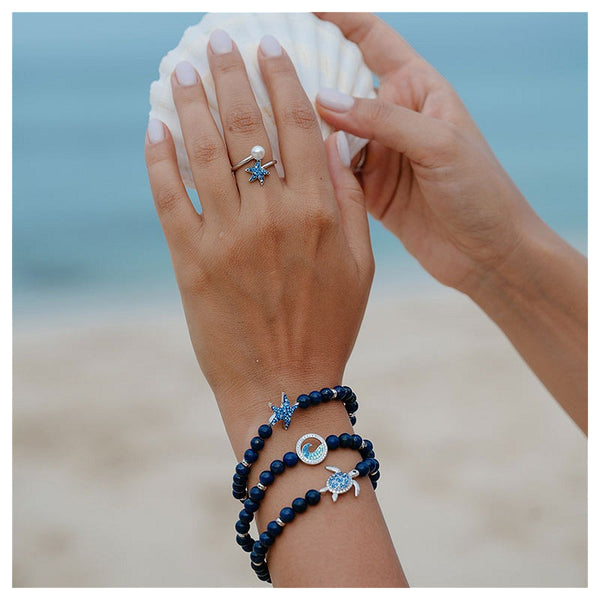 Sterling Silver Lapis Ocean Bracelet