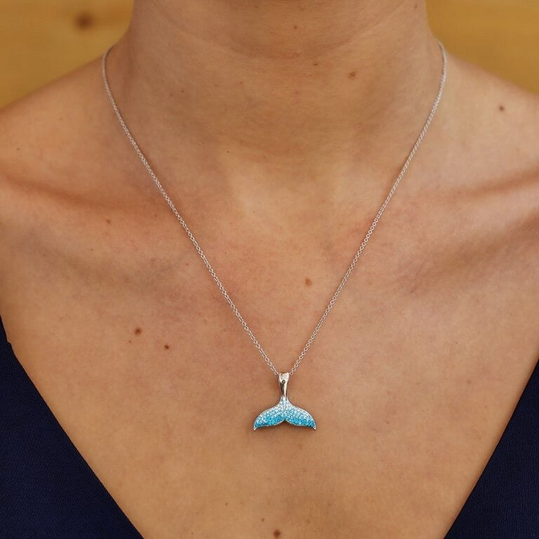 Sterling Silver Blue Whale Tail Necklace