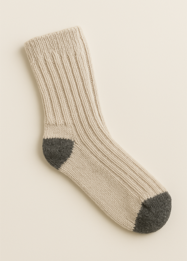 Oatmeal Grey Toe Merino Wool Socks 