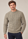 Men's 100% Merino Wool Fisherman Fleck Sweater | Warm Beige